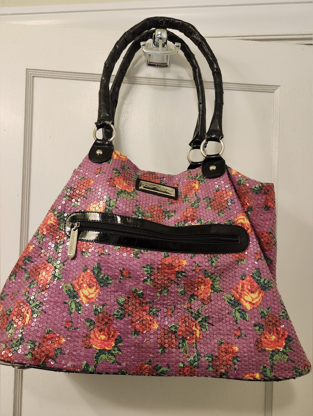 Betsey Johnson Floral Sequin Tote Handbag - Pink